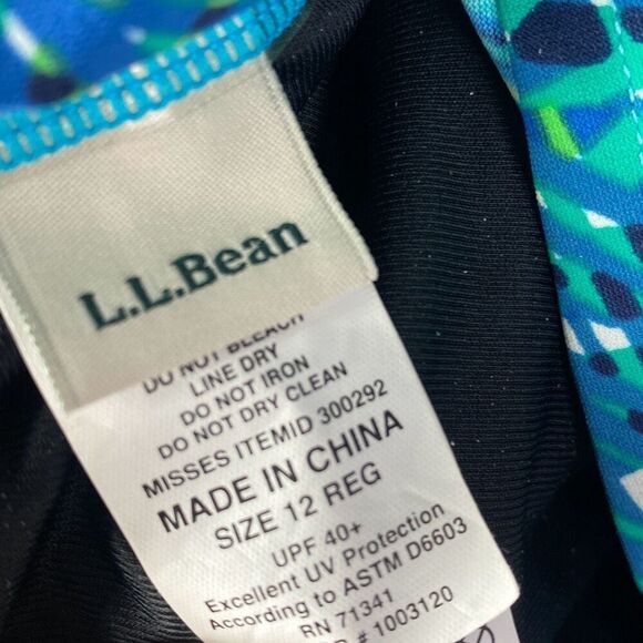 LL Bean Shaping Palm Print Tankini Swim Top Size 12    31 - Picture 6 of 8